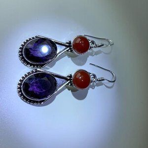 Amethyst & carnelian earrings